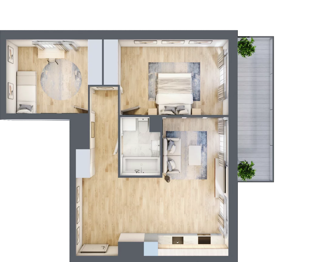 3 pokoje, mieszkanie 65,98 m², piętro 3, oferta nr A1.2/062, Fabrica URSUS, Warszawa, Ursus, Szamoty, ul. Dyrekcyjna