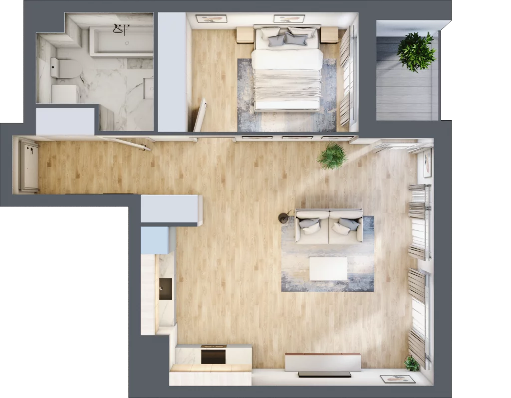 2 pokoje, mieszkanie 55,98 m², piętro 3, oferta nr A1.2/068, Fabrica URSUS, Warszawa, Ursus, Szamoty, ul. Dyrekcyjna