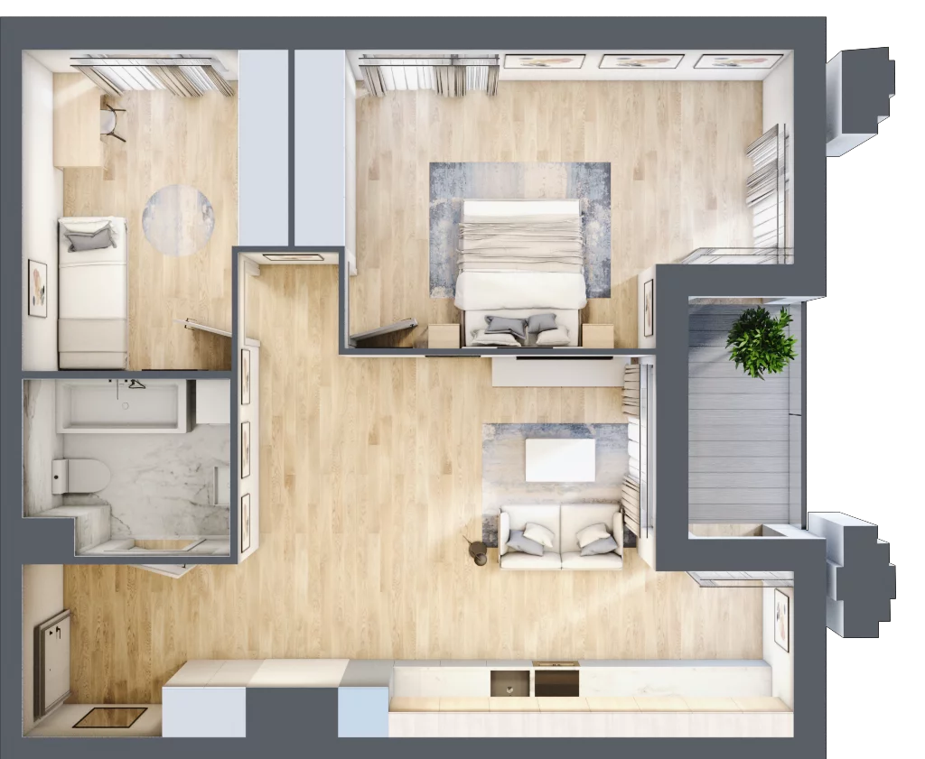 3 pokoje, mieszkanie 67,61 m², piętro 1, oferta nr A1.2/097, Fabrica URSUS, Warszawa, Ursus, Szamoty, ul. Dyrekcyjna
