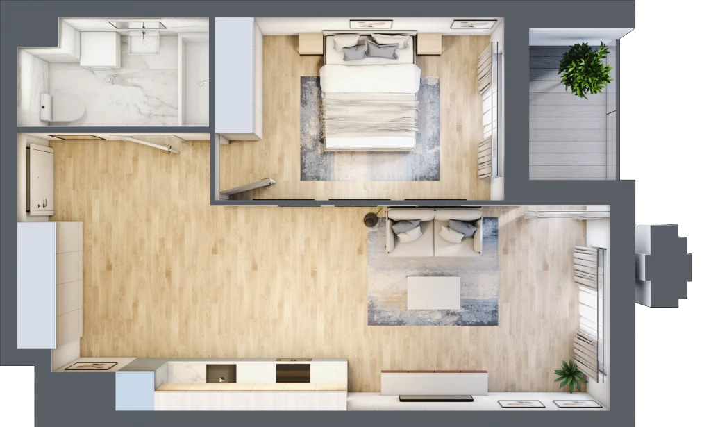 2 pokoje, mieszkanie 49,45 m², piętro 1, oferta nr A1.2/098, Fabrica URSUS, Warszawa, Ursus, Szamoty, ul. Dyrekcyjna
