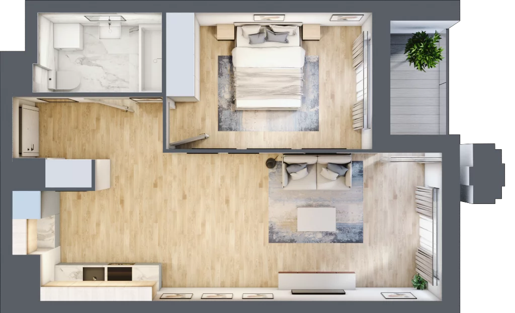 2 pokoje, mieszkanie 49,94 m², piętro 1, oferta nr A1.2/099, Fabrica URSUS, Warszawa, Ursus, Szamoty, ul. Dyrekcyjna