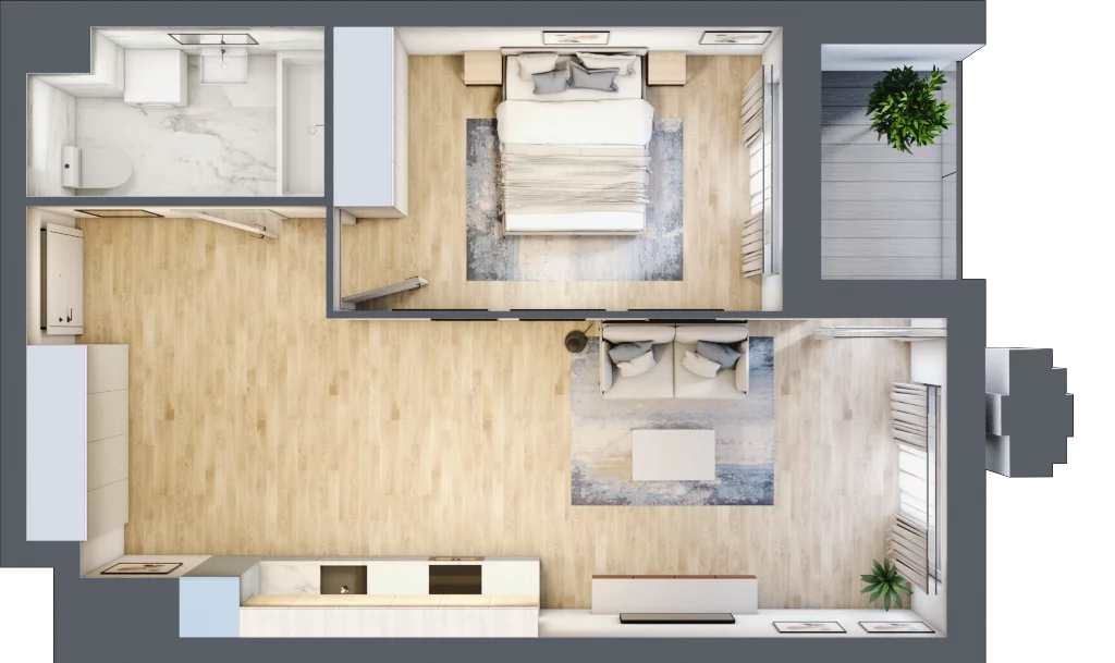 2 pokoje, mieszkanie 49,37 m², piętro 2, oferta nr A1.2/105, Fabrica URSUS, Warszawa, Ursus, Szamoty, ul. Dyrekcyjna