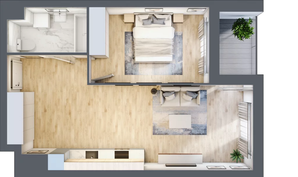 2 pokoje, mieszkanie 49,45 m², piętro 6, oferta nr A1.2/133, Fabrica URSUS, Warszawa, Ursus, Szamoty, ul. Dyrekcyjna