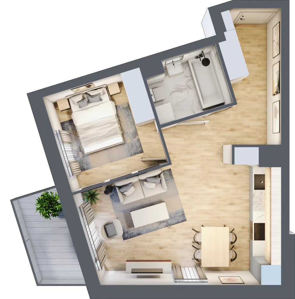 2 pokoje, mieszkanie 43,07 m², piętro 1, oferta nr A.1.58, My Forest, Warszawa, Białołęka, ul. Modlińska 342