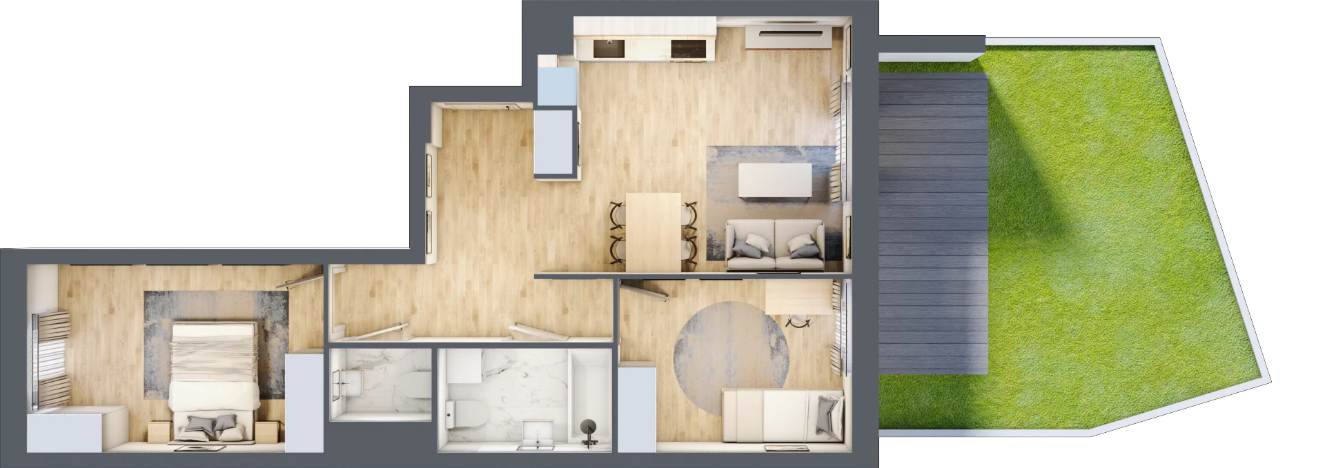 3 pokoje, mieszkanie 59,74 m², parter, oferta nr A.0.69, My Forest, Warszawa, Białołęka, ul. Modlińska 342
