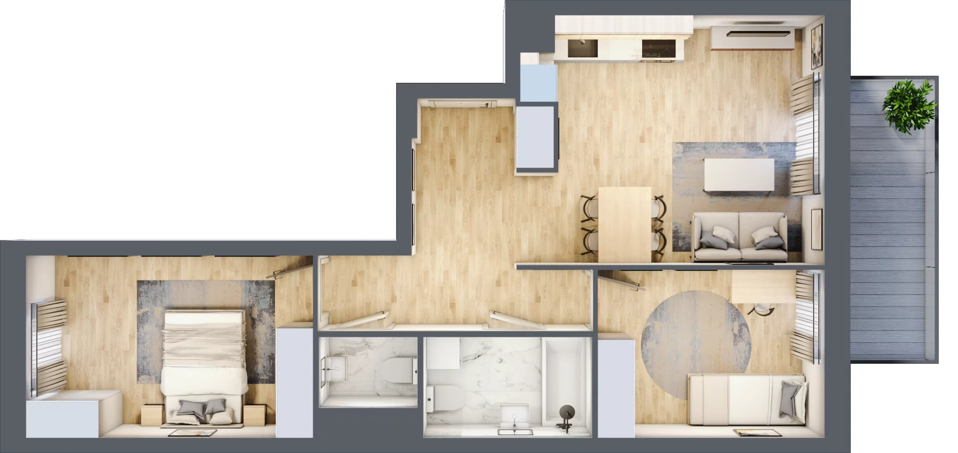 3 pokoje, mieszkanie 59,74 m², piętro 1, oferta nr A.1.74, My Forest, Warszawa, Białołęka, ul. Modlińska 342