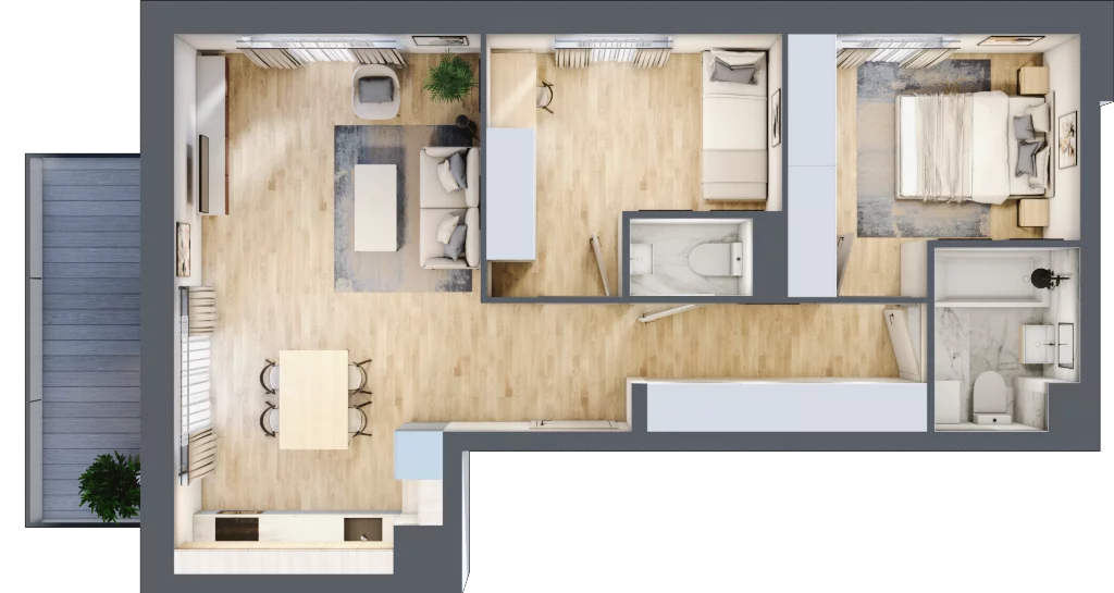 3 pokoje, mieszkanie 59,05 m², piętro 1, oferta nr B.1.10, My Forest, Warszawa, Białołęka, ul. Modlińska 342