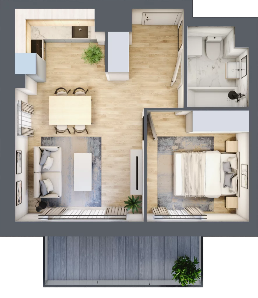 2 pokoje, mieszkanie 37,21 m², piętro 1, oferta nr B.1.09, My Forest, Warszawa, Białołęka, ul. Modlińska 342