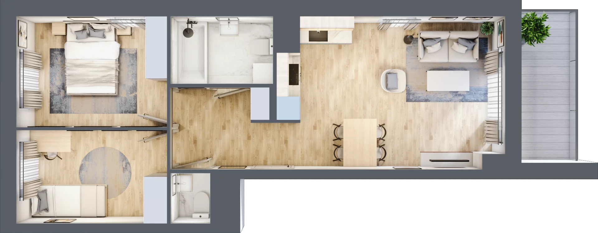 3 pokoje, mieszkanie 53,96 m², piętro 1, oferta nr B.1.35, My Forest, Warszawa, Białołęka, ul. Modlińska 342