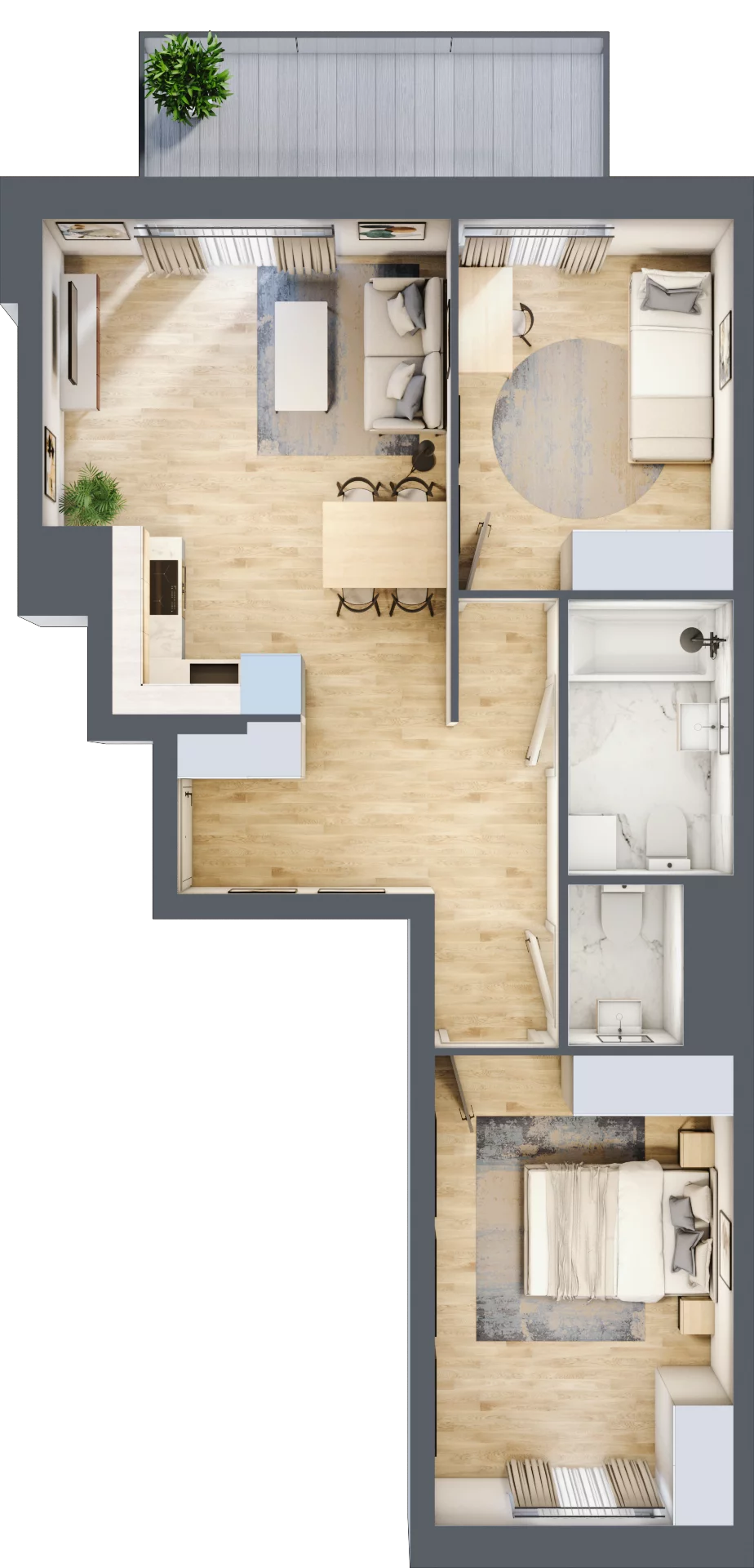 3 pokoje, mieszkanie 58,83 m², piętro 1, oferta nr B.1.20, My Forest, Warszawa, Białołęka, ul. Modlińska 342