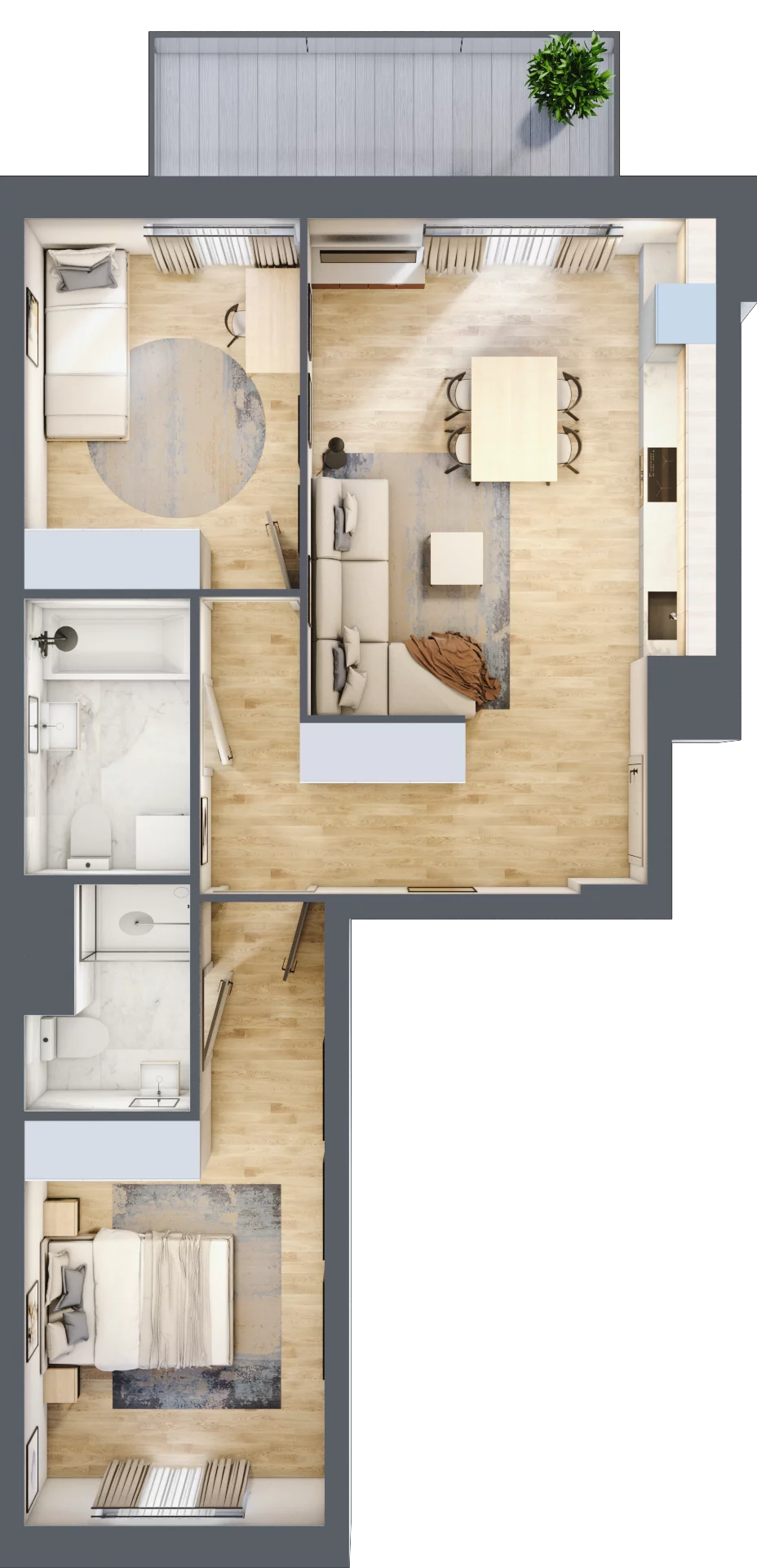 3 pokoje, mieszkanie 60,96 m², piętro 1, oferta nr B.1.23, My Forest, Warszawa, Białołęka, ul. Modlińska 342