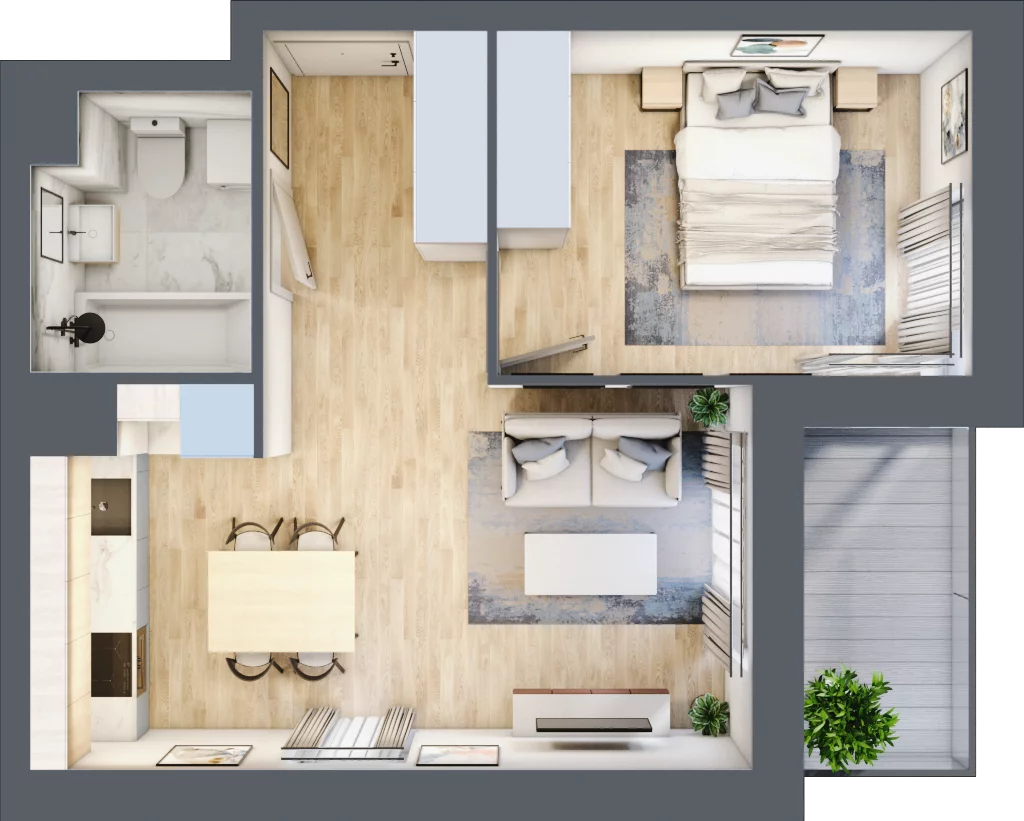 2 pokoje, mieszkanie 38,08 m², piętro 1, oferta nr B.1.38, My Forest, Warszawa, Białołęka, ul. Modlińska 342