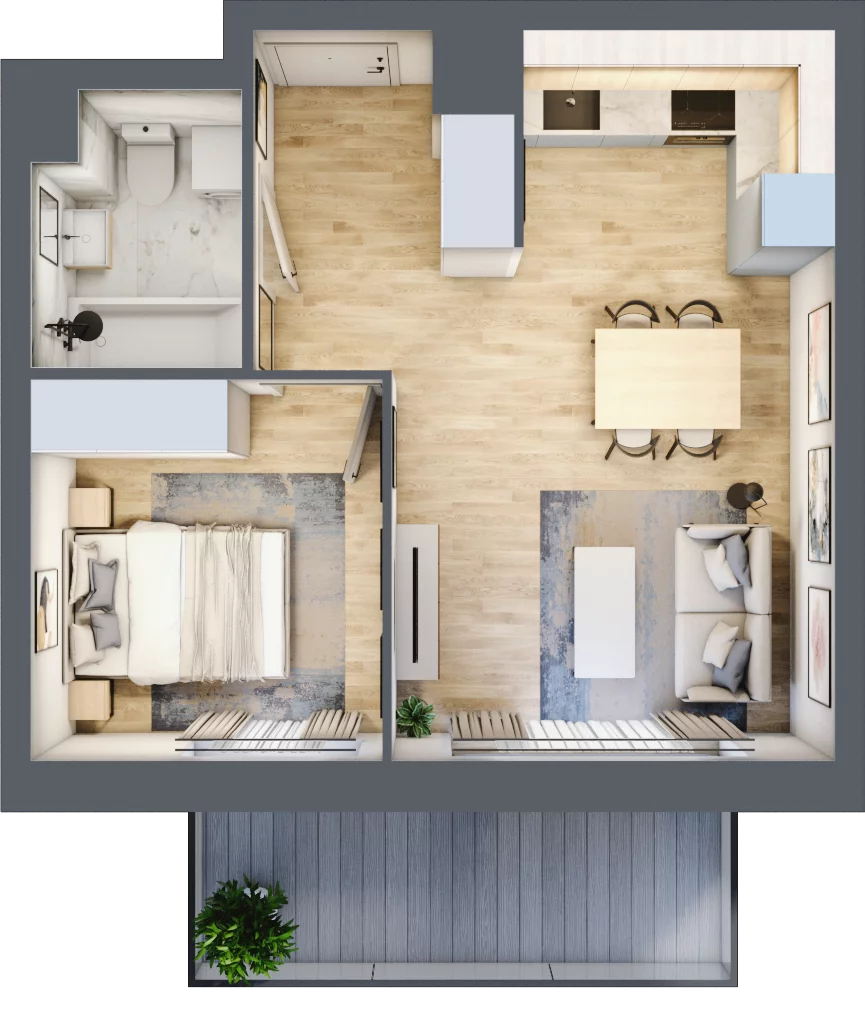 2 pokoje, mieszkanie 37,48 m², piętro 1, oferta nr B.1.07, My Forest, Warszawa, Białołęka, ul. Modlińska 342