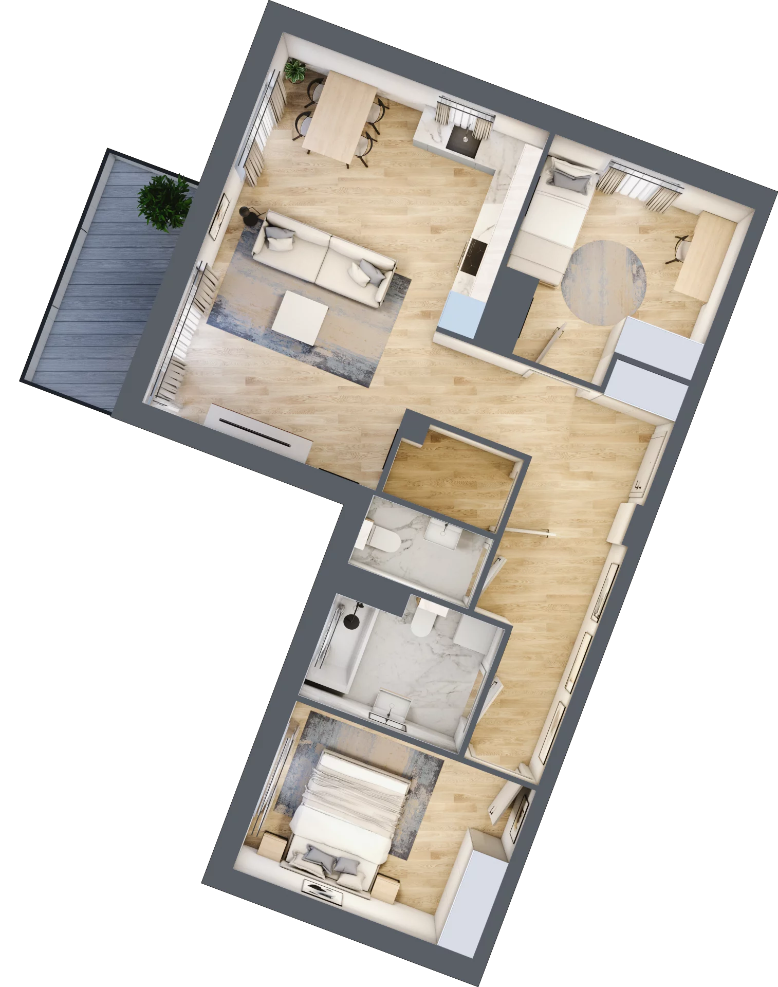 3 pokoje, mieszkanie 70,46 m², piętro 3, oferta nr 106F/M106, Miasteczko Jutrzenki Dzielnica Hortensji, Warszawa, Włochy, ul. Jutrzenki 106F