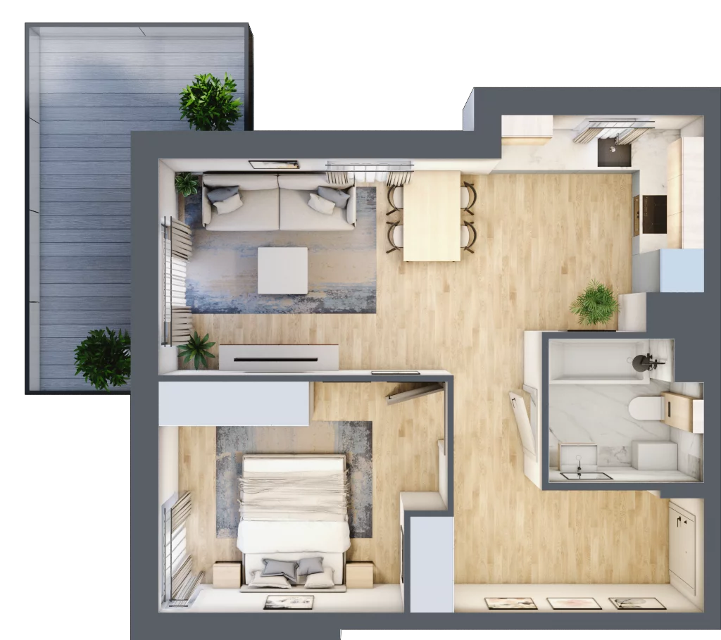 2 pokoje, mieszkanie 46,53 m², piętro 5, oferta nr 106F/M023, Miasteczko Jutrzenki Dzielnica Hortensji, Warszawa, Włochy, ul. Jutrzenki 106F