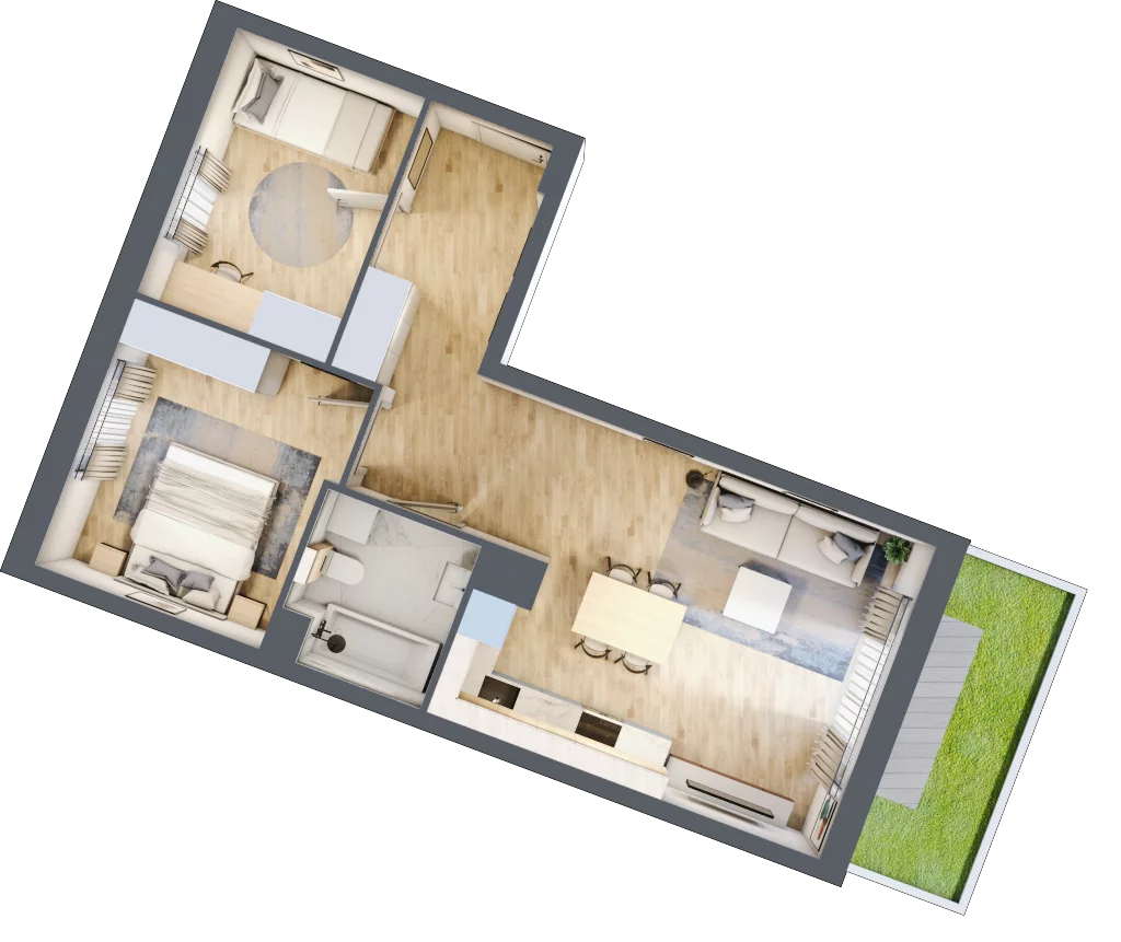 3 pokoje, mieszkanie 56,48 m², parter, oferta nr 106F/M096, Miasteczko Jutrzenki Dzielnica Hortensji, Warszawa, Włochy, ul. Jutrzenki 106F