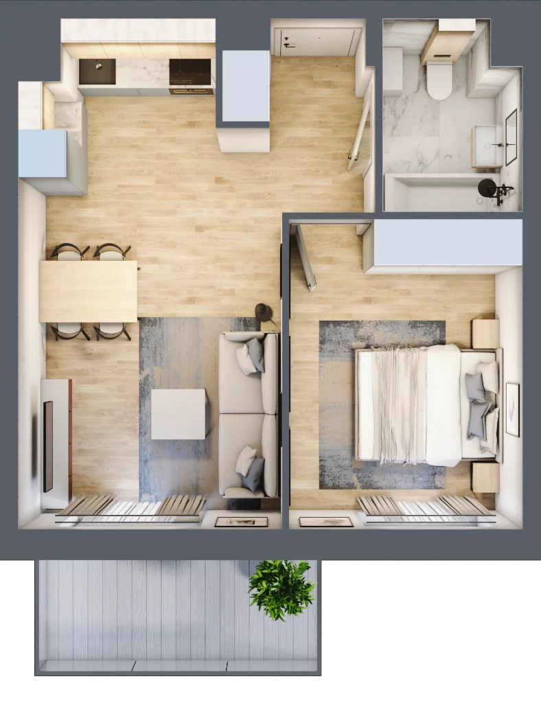 2 pokoje, mieszkanie 38,85 m², piętro 5, oferta nr 106F/M054, Miasteczko Jutrzenki Dzielnica Hortensji, Warszawa, Włochy, ul. Jutrzenki 106F