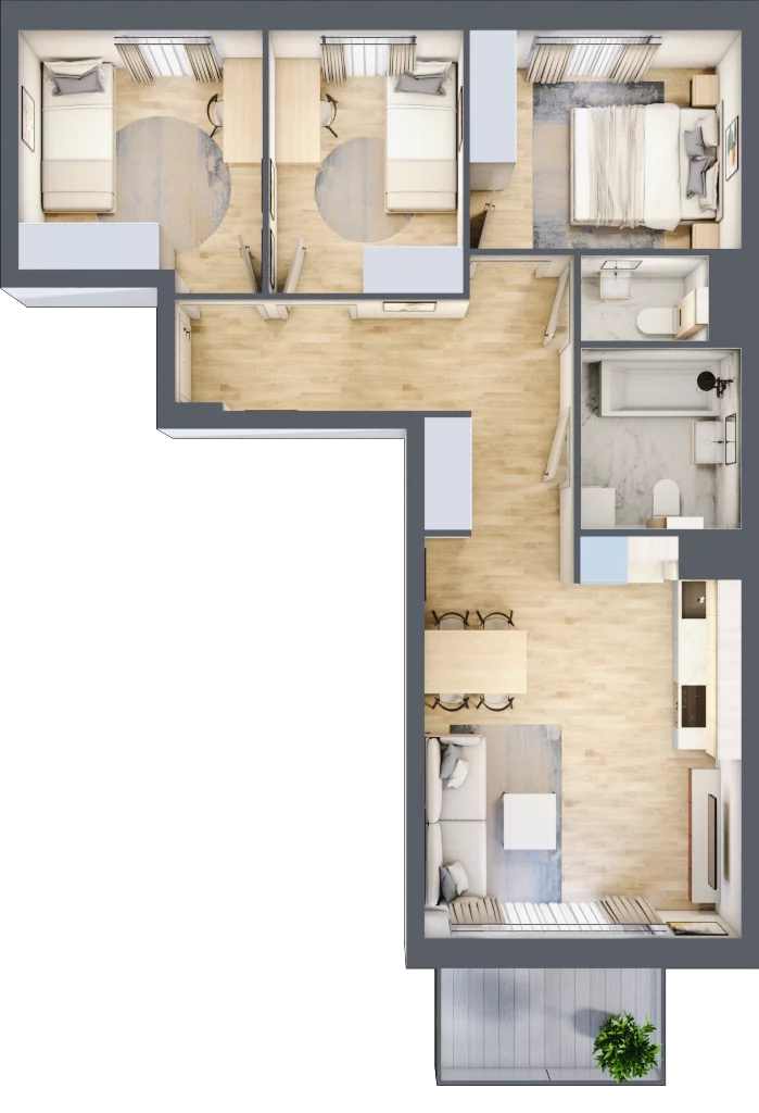 4 pokoje, mieszkanie 64,03 m², piętro 5, oferta nr 106F/M052, Miasteczko Jutrzenki Dzielnica Hortensji, Warszawa, Włochy, ul. Jutrzenki 106F