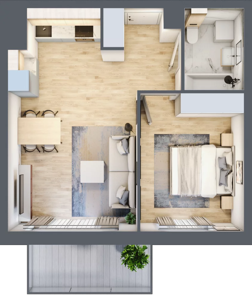 2 pokoje, mieszkanie 41,69 m², piętro 2, oferta nr 106F/M074, Miasteczko Jutrzenki Dzielnica Hortensji, Warszawa, Włochy, ul. Jutrzenki 106F