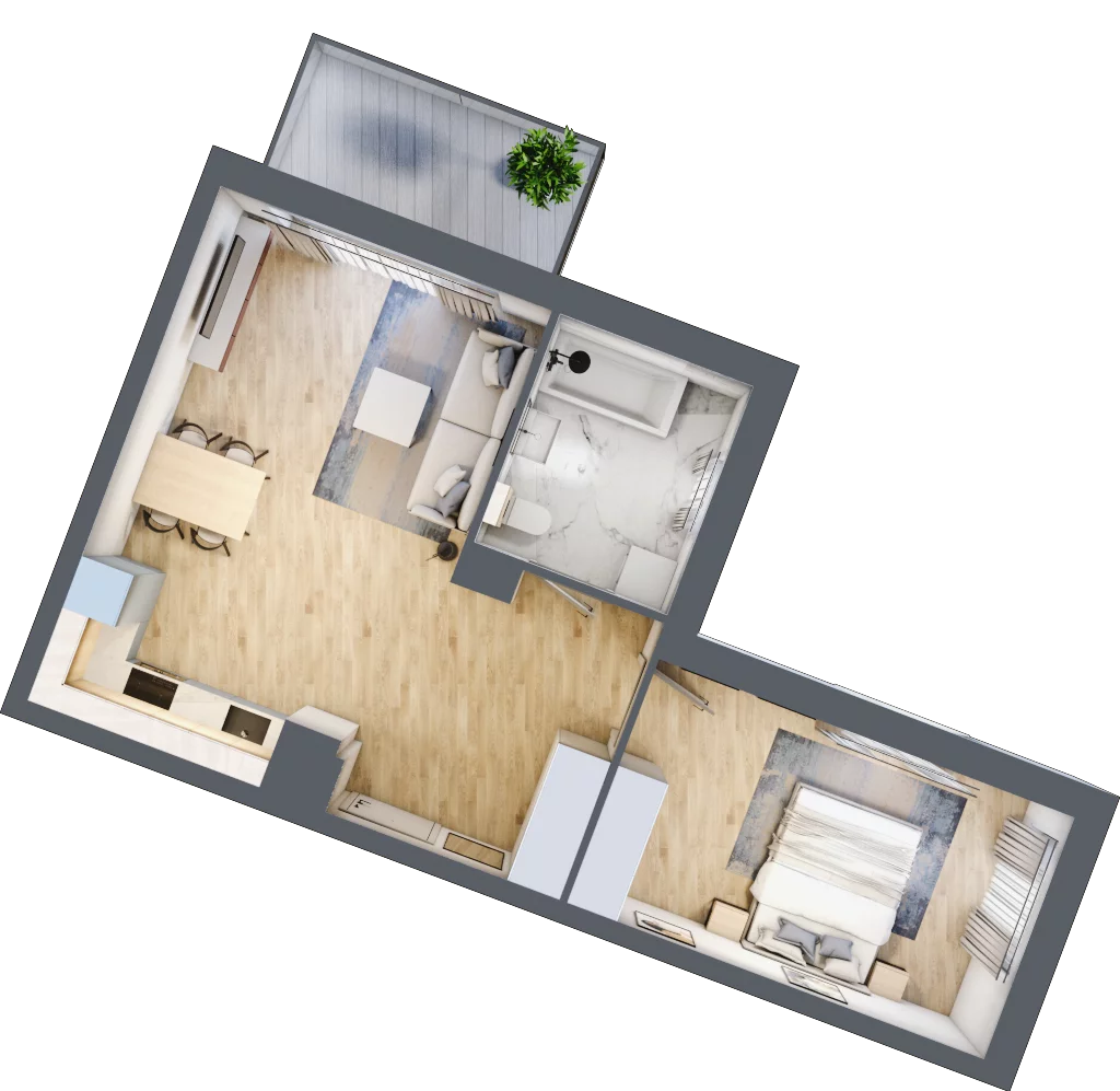2 pokoje, mieszkanie 49,11 m², piętro 4, oferta nr 106F/M112, Miasteczko Jutrzenki Dzielnica Hortensji, Warszawa, Włochy, ul. Jutrzenki 106F