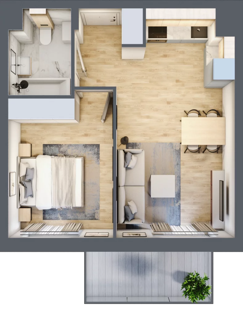 2 pokoje, mieszkanie 39,08 m², piętro 6, oferta nr 106F/M058, Miasteczko Jutrzenki Dzielnica Hortensji, Warszawa, Włochy, ul. Jutrzenki 106F