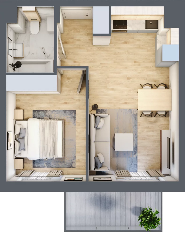 2 pokoje, mieszkanie 39,08 m², piętro 2, oferta nr 106F/M038, Miasteczko Jutrzenki Dzielnica Hortensji, Warszawa, Włochy, ul. Jutrzenki 106F
