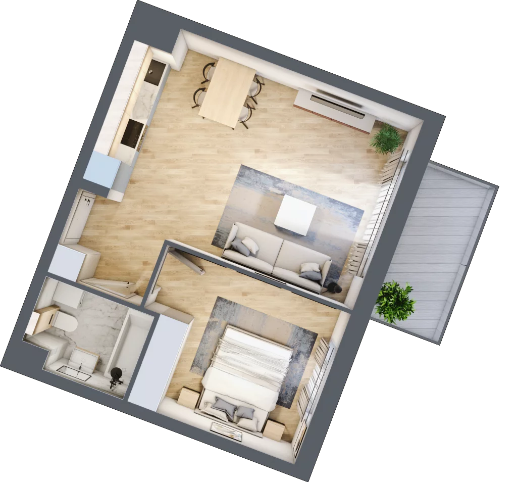 2 pokoje, mieszkanie 42,74 m², piętro 4, oferta nr 106F/M082, Miasteczko Jutrzenki Dzielnica Hortensji, Warszawa, Włochy, ul. Jutrzenki 106F