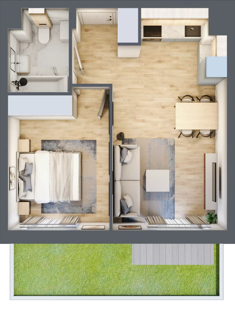 2 pokoje, mieszkanie 39,08 m², parter, oferta nr 106F/M029, Miasteczko Jutrzenki Dzielnica Hortensji, Warszawa, Włochy, ul. Jutrzenki 106F