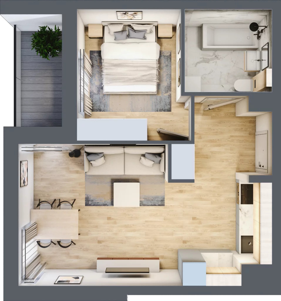 2 pokoje, mieszkanie 39,08 m², piętro 5, oferta nr 106F/M022, Miasteczko Jutrzenki Dzielnica Hortensji, Warszawa, Włochy, ul. Jutrzenki 106F