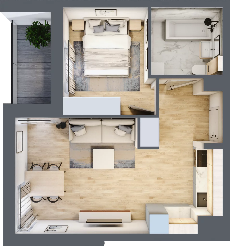 2 pokoje, mieszkanie 39,08 m², piętro 6, oferta nr 106F/M026, Miasteczko Jutrzenki Dzielnica Hortensji, Warszawa, Włochy, ul. Jutrzenki 106F