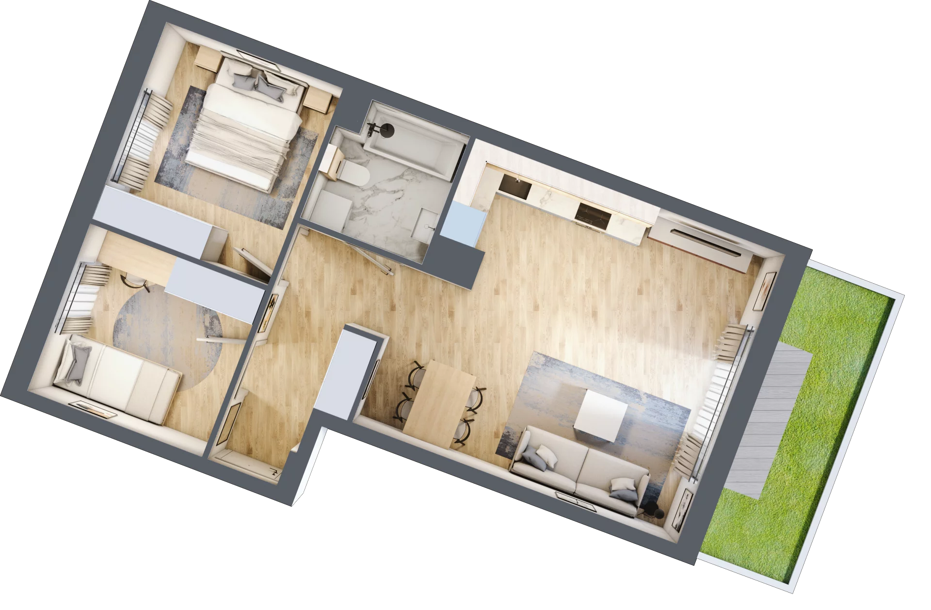 3 pokoje, mieszkanie 56,83 m², parter, oferta nr 106F/M062, Miasteczko Jutrzenki Dzielnica Hortensji, Warszawa, Włochy, ul. Jutrzenki 106F