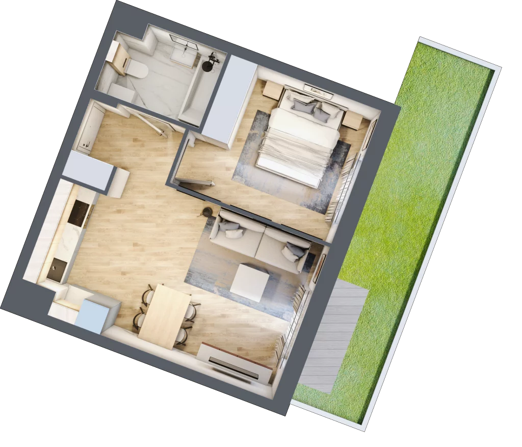 2 pokoje, mieszkanie 38,66 m², parter, oferta nr 106F/M095, Miasteczko Jutrzenki Dzielnica Hortensji, Warszawa, Włochy, ul. Jutrzenki 106F