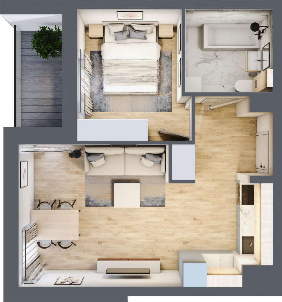 2 pokoje, mieszkanie 39,08 m², piętro 3, oferta nr 106F/M014, Miasteczko Jutrzenki Dzielnica Hortensji, Warszawa, Włochy, ul. Jutrzenki 106F