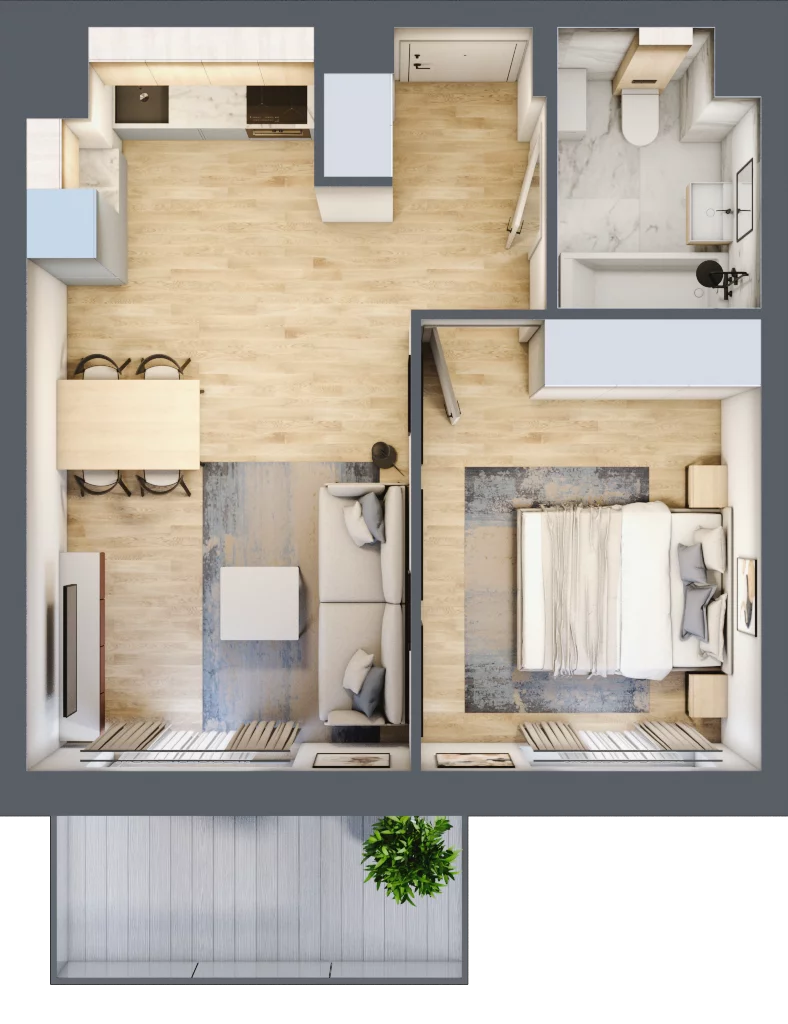 2 pokoje, mieszkanie 38,85 m², piętro 2, oferta nr 106F/M039, Miasteczko Jutrzenki Dzielnica Hortensji, Warszawa, Włochy, ul. Jutrzenki 106F