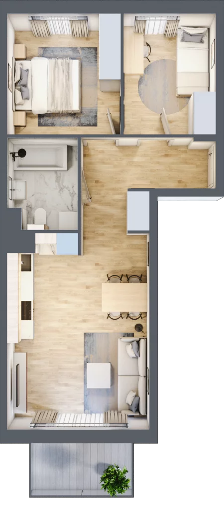 3 pokoje, mieszkanie 51,66 m², piętro 2, oferta nr 106F/M075, Miasteczko Jutrzenki Dzielnica Hortensji, Warszawa, Włochy, ul. Jutrzenki 106F