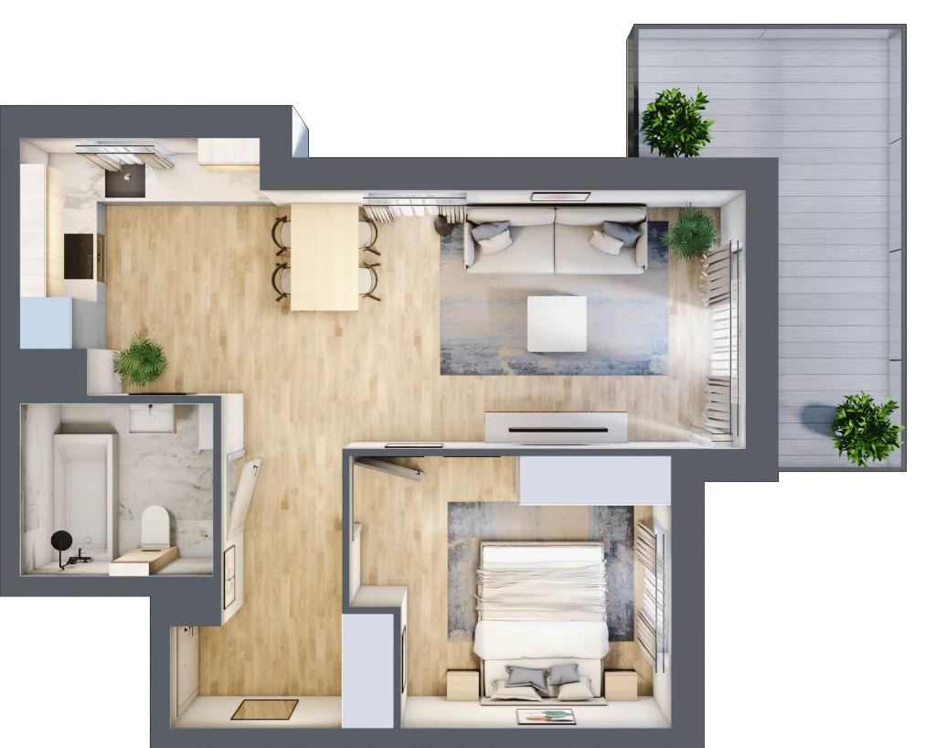 2 pokoje, mieszkanie 46,62 m², piętro 4, oferta nr 106F/M020, Miasteczko Jutrzenki Dzielnica Hortensji, Warszawa, Włochy, ul. Jutrzenki 106F
