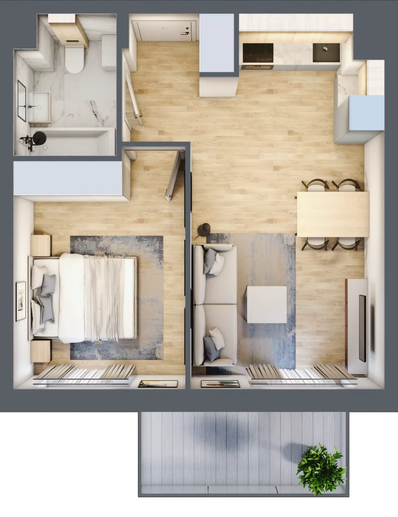 2 pokoje, mieszkanie 39,08 m², piętro 1, oferta nr 106F/M033, Miasteczko Jutrzenki Dzielnica Hortensji, Warszawa, Włochy, ul. Jutrzenki 106F