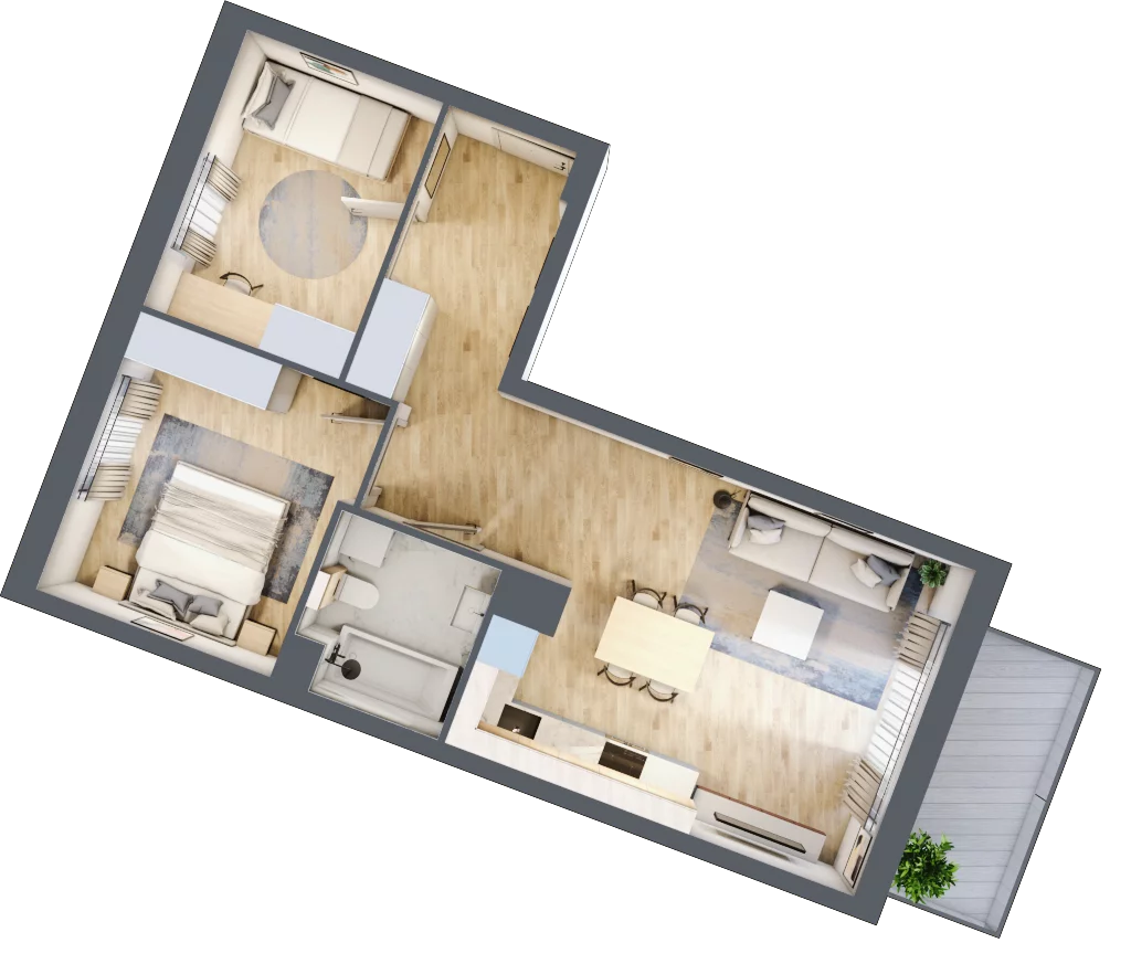 3 pokoje, mieszkanie 56,48 m², piętro 4, oferta nr 106F/M115, Miasteczko Jutrzenki Dzielnica Hortensji, Warszawa, Włochy, ul. Jutrzenki 106F