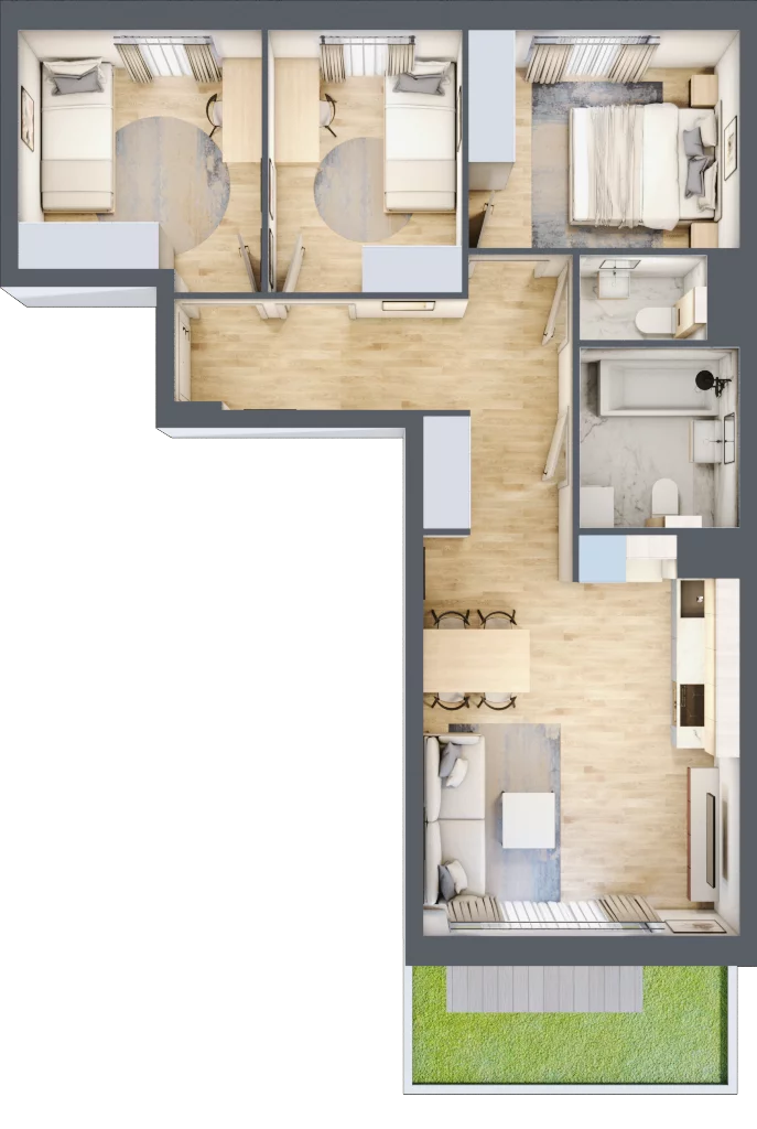 4 pokoje, mieszkanie 64,03 m², parter, oferta nr 106F/M028, Miasteczko Jutrzenki Dzielnica Hortensji, Warszawa, Włochy, ul. Jutrzenki 106F