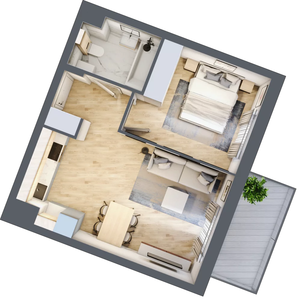 2 pokoje, mieszkanie 38,66 m², piętro 5, oferta nr 106F/M119, Miasteczko Jutrzenki Dzielnica Hortensji, Warszawa, Włochy, ul. Jutrzenki 106F