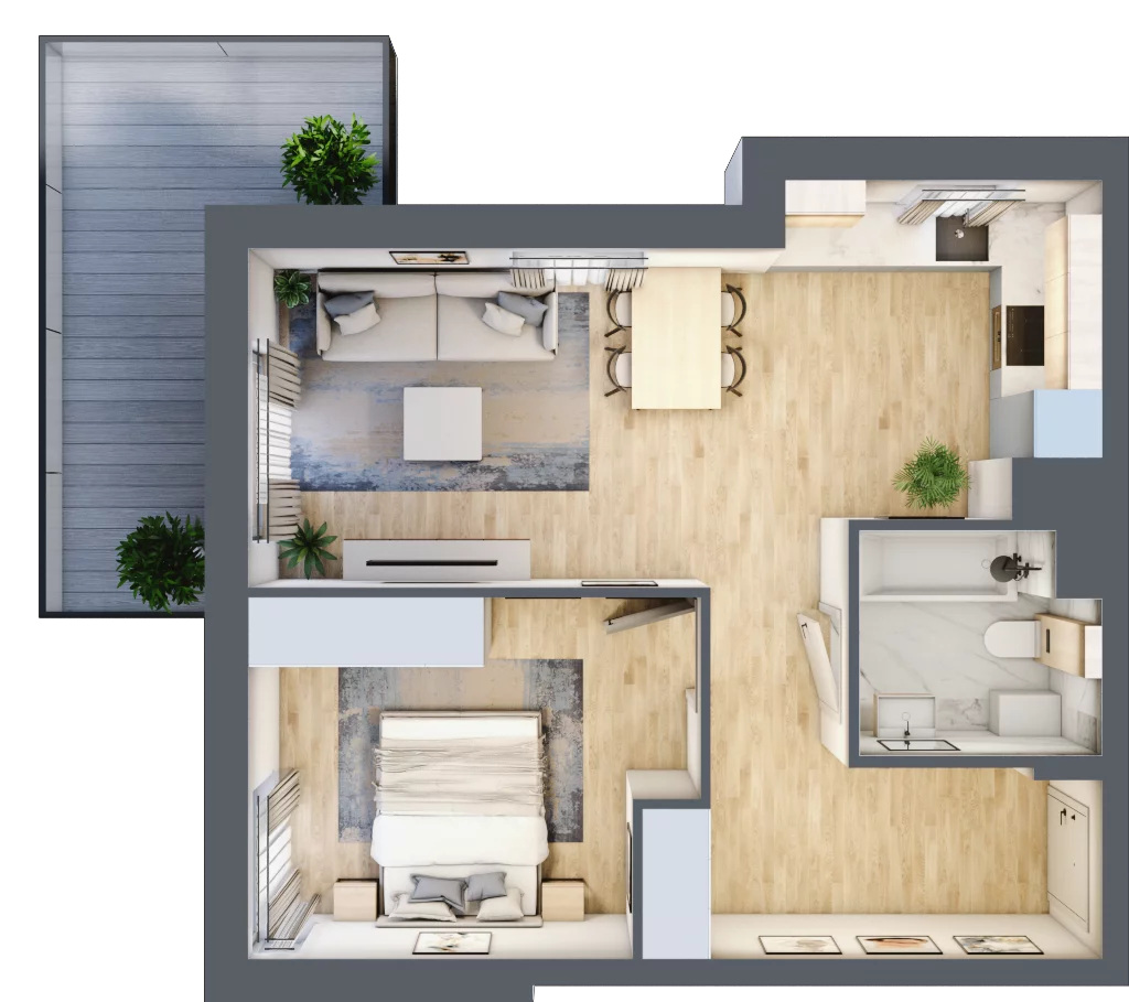 2 pokoje, mieszkanie 46,53 m², piętro 3, oferta nr 106F/M015, Miasteczko Jutrzenki Dzielnica Hortensji, Warszawa, Włochy, ul. Jutrzenki 106F