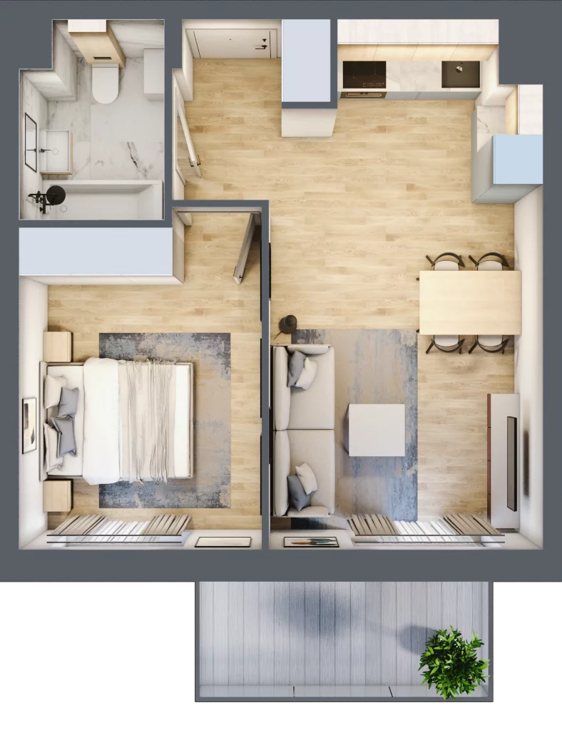 2 pokoje, mieszkanie 39,08 m², piętro 3, oferta nr 106F/M043, Miasteczko Jutrzenki Dzielnica Hortensji, Warszawa, Włochy, ul. Jutrzenki 106F