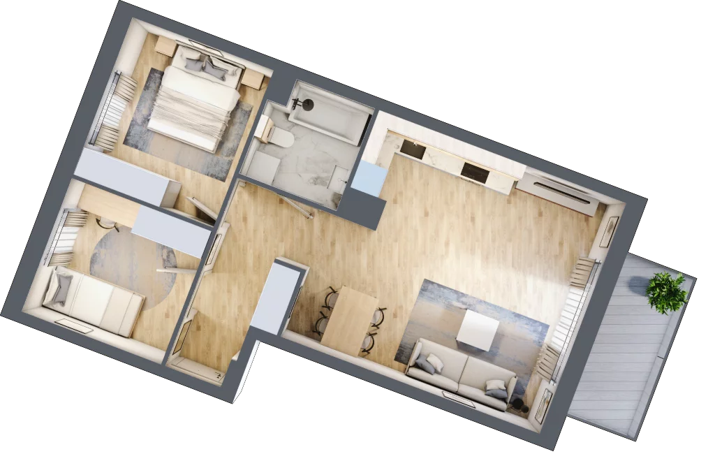 3 pokoje, mieszkanie 56,83 m², piętro 1, oferta nr 106F/M066, Miasteczko Jutrzenki Dzielnica Hortensji, Warszawa, Włochy, ul. Jutrzenki 106F