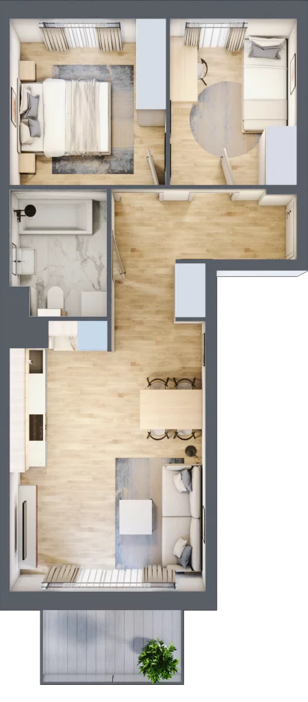 3 pokoje, mieszkanie 51,66 m², piętro 4, oferta nr 106F/M085, Miasteczko Jutrzenki Dzielnica Hortensji, Warszawa, Włochy, ul. Jutrzenki 106F