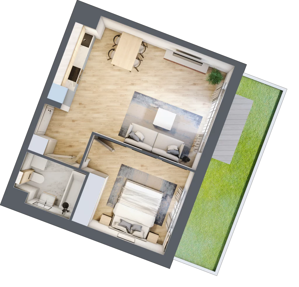 2 pokoje, mieszkanie 42,74 m², parter, oferta nr 106F/M063, Miasteczko Jutrzenki Dzielnica Hortensji, Warszawa, Włochy, ul. Jutrzenki 106F