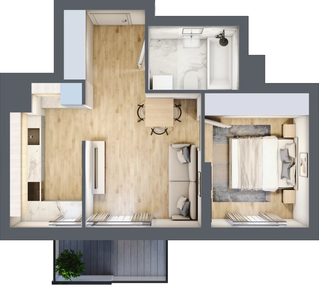 2 pokoje, mieszkanie 39,53 m², piętro 1, oferta nr A/28, Sycylijska, Warszawa, Mokotów, Stegny, ul. Sycylijska