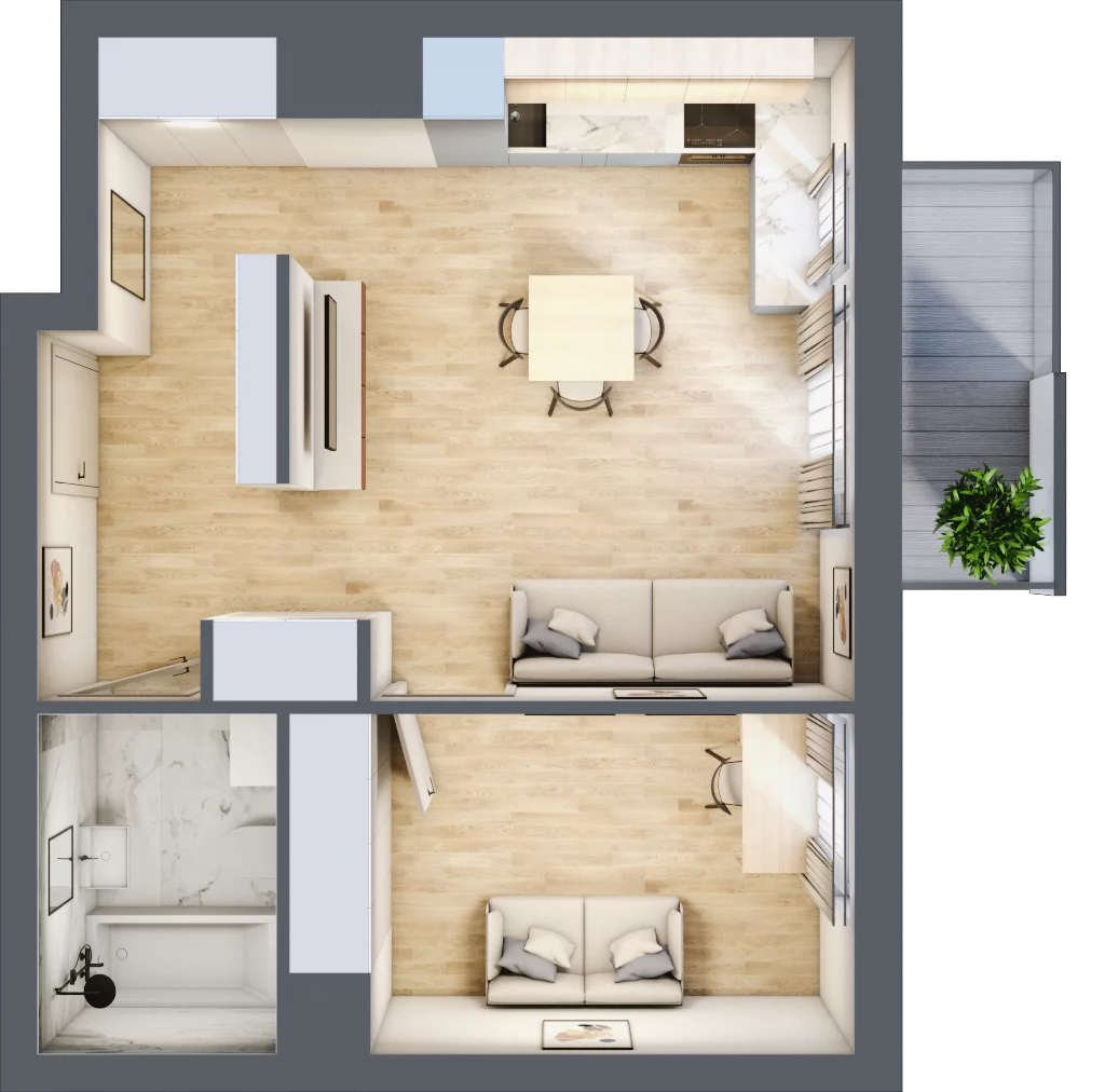 2 pokoje, mieszkanie 42,29 m², piętro 1, oferta nr A/2, Sycylijska, Warszawa, Mokotów, Stegny, ul. Sycylijska