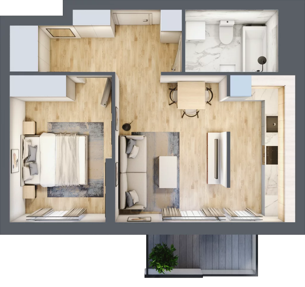 2 pokoje, mieszkanie 45,56 m², piętro 1, oferta nr B/64, Sycylijska, Warszawa, Mokotów, Stegny, ul. Sycylijska