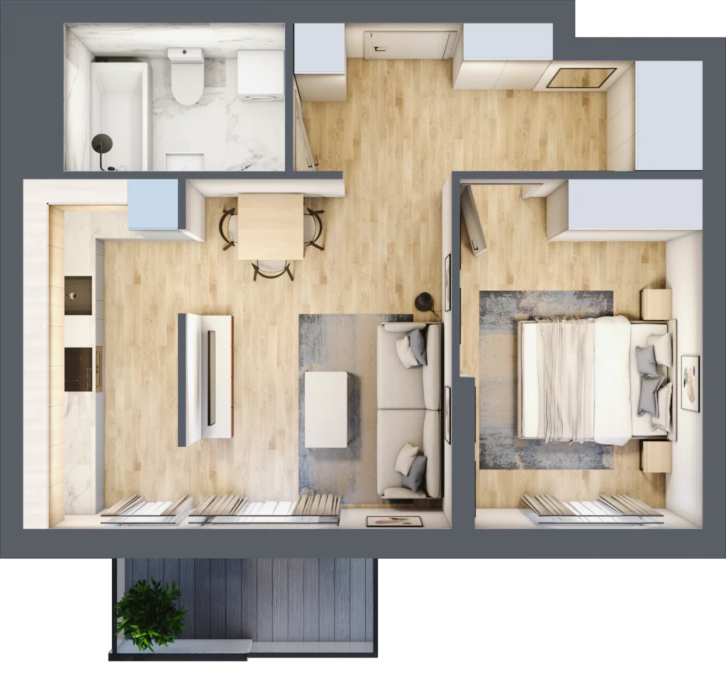 2 pokoje, mieszkanie 45,56 m², piętro 1, oferta nr B/65, Sycylijska, Warszawa, Mokotów, Stegny, ul. Sycylijska