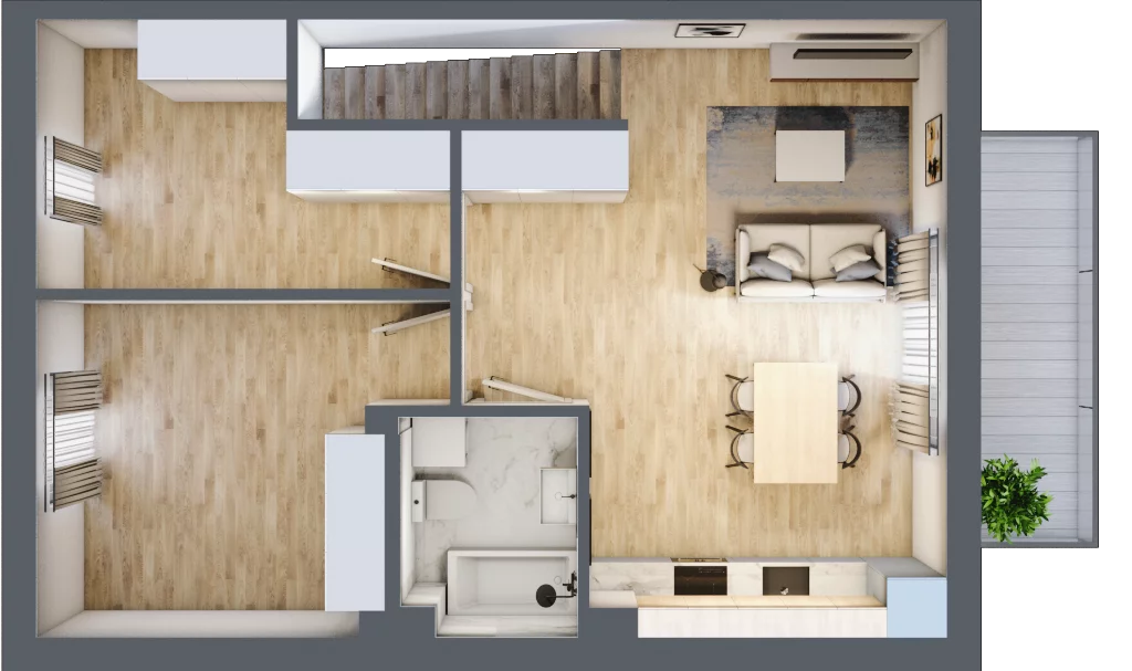 3 pokoje, mieszkanie 56,07 m², piętro 1, oferta nr 12, Manufaktura Marki 2, Marki, ul. Stawowa